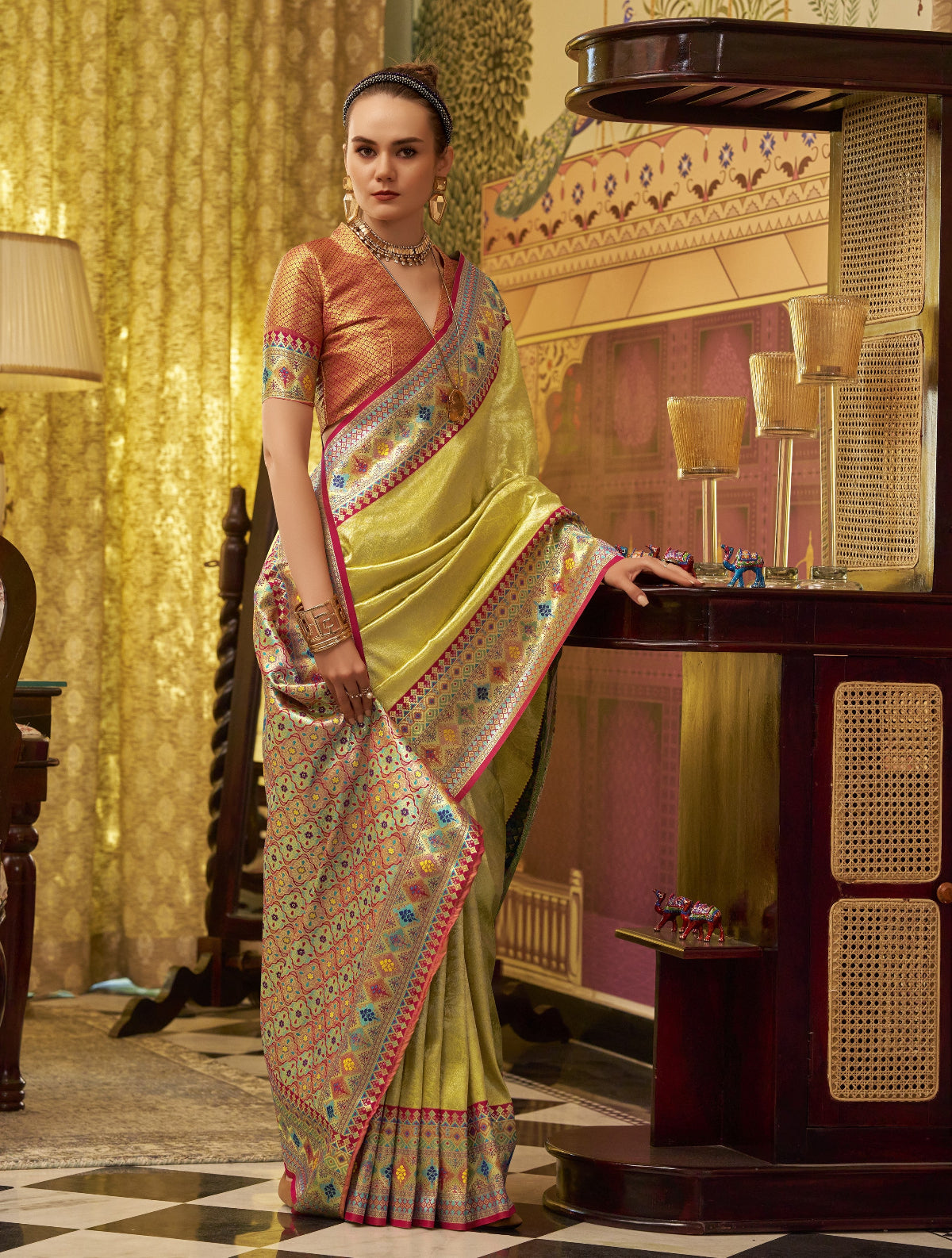 Shop Yellow Silk Saree Online-STORI
