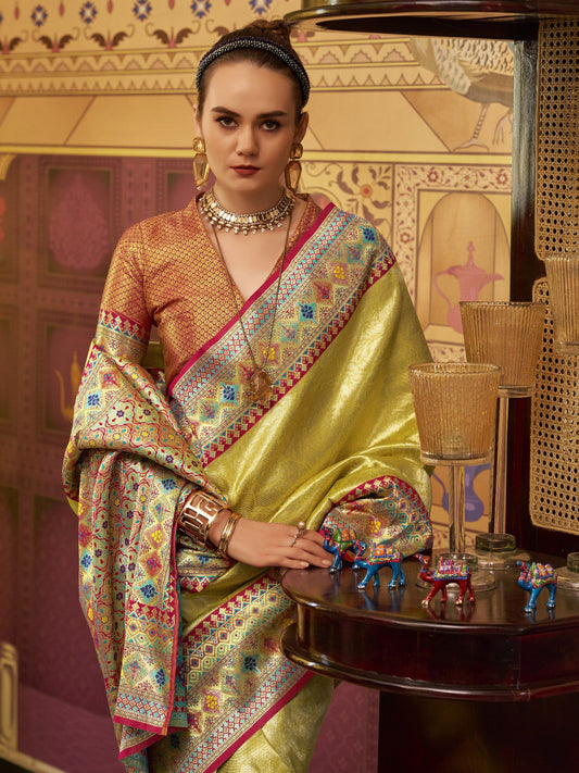 Shop Yellow Silk Saree Online-STORI