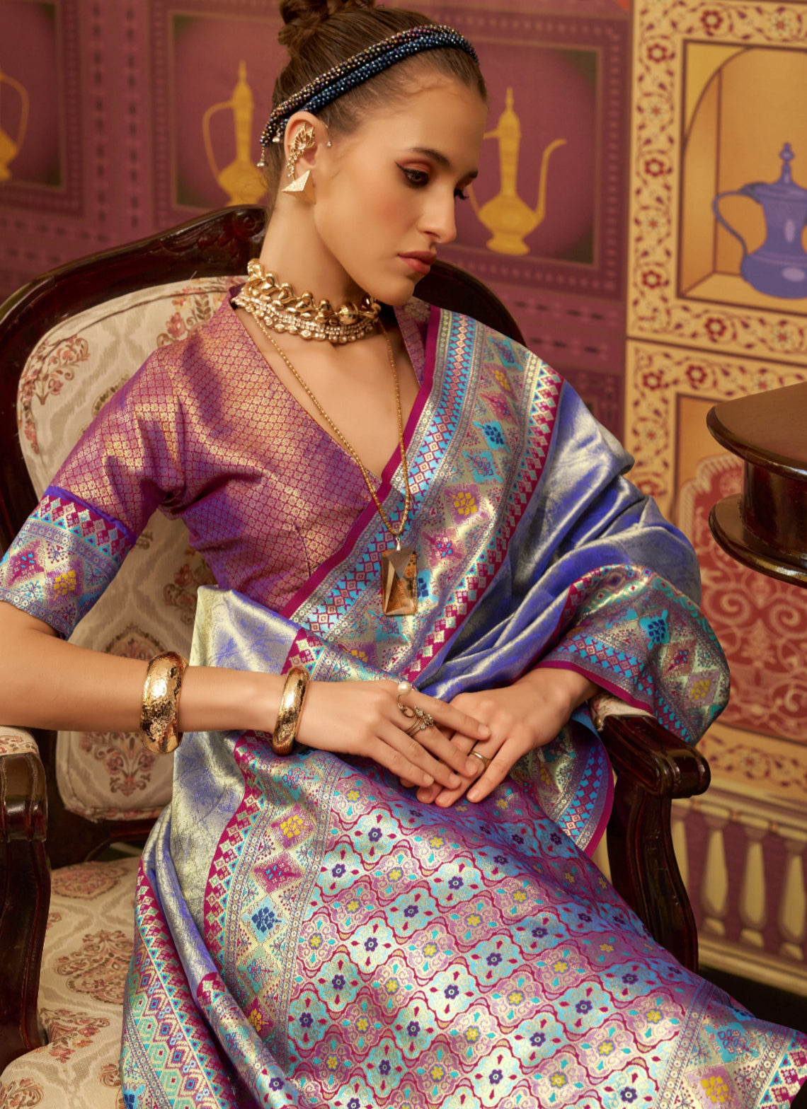 Shop Purple Silk Saree Online-STORI