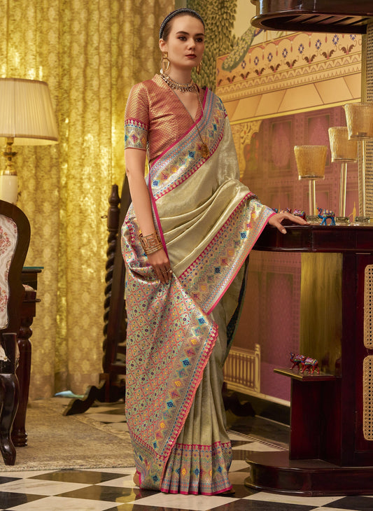 Shop Gold Silk Saree In Online-STORI