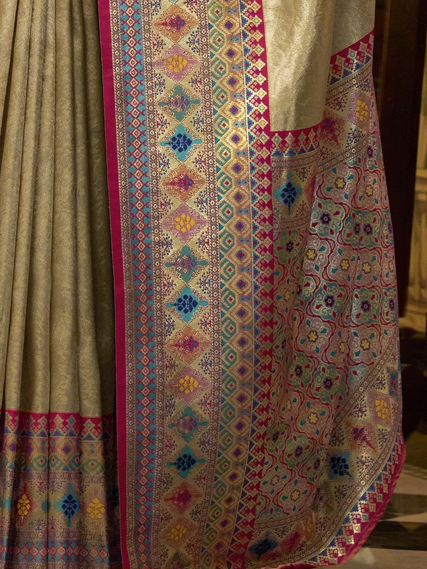 Shop Gold Silk Saree In Online-STORI