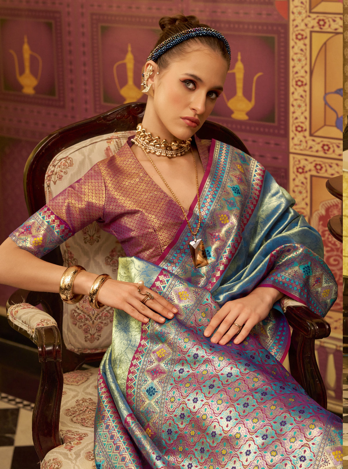 Buy Grey Silk Saree In Online-STORI