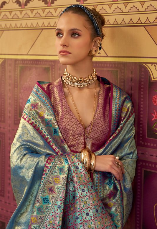 Buy Grey Silk Saree In Online-STORI
