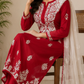 Zaarah Deep Red Handcrafted Soft Modal Cotton Chikankari Kurti