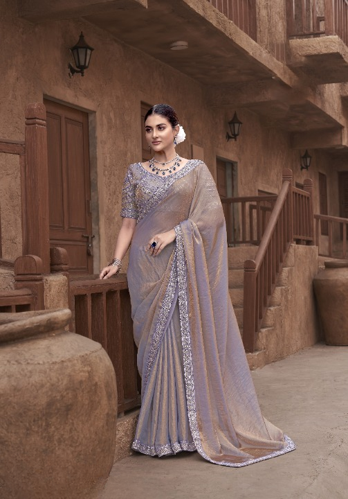 Shop Grey Tissue Silk Saree Online-STORI