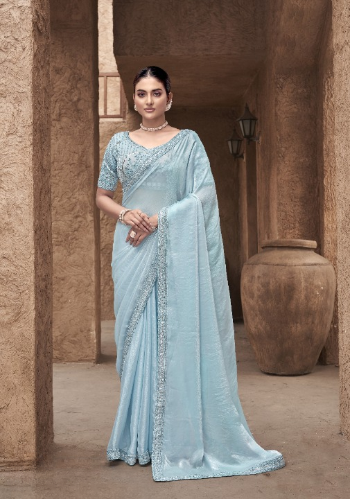 Shop Blue Tissue Silk Saree Online-STORI