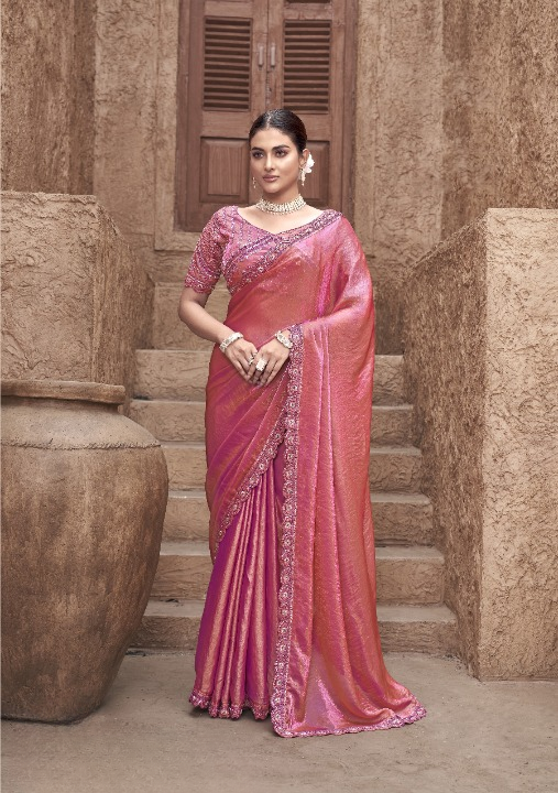 Shop Pink Tissue Silk Saree Online-STORI