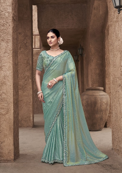 Shop Green Tissue Silk Saree Online-STORI