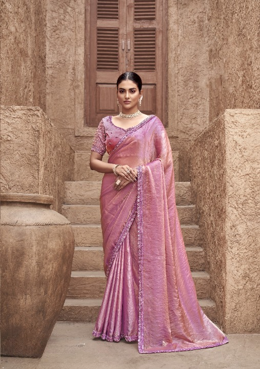 Shop Pink Tissue Silk Saree Online-STORI