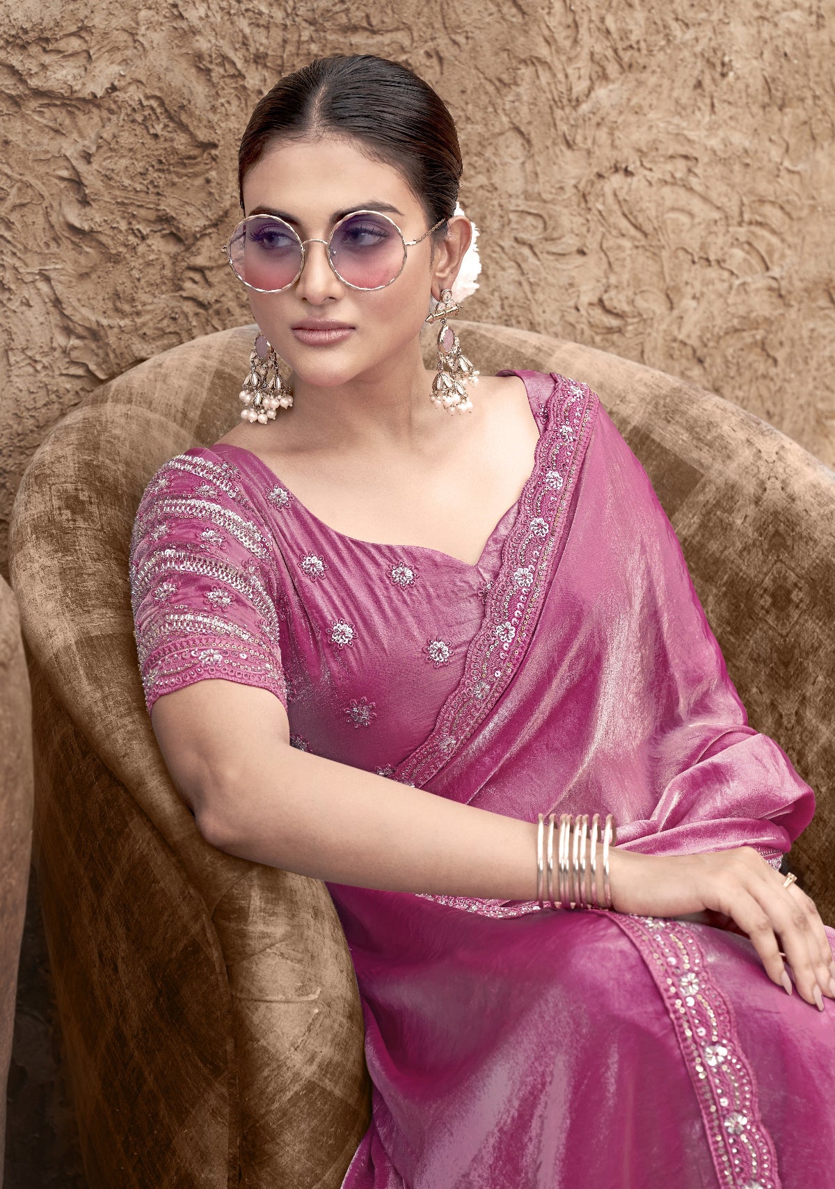 Shop Pink Tissue Silk Saree Online-STORI