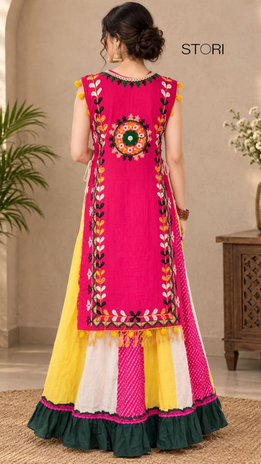 Navratri Rani Pink kurta with flared skirt
