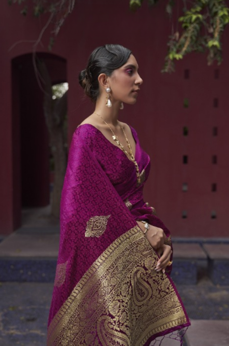 Purple Banarasi Sarees Shop Online- STORI