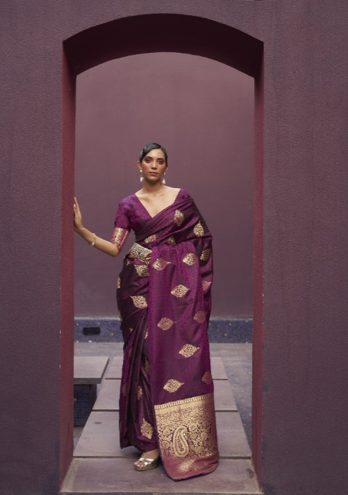 Maroon Banarasi Sarees Shop Online- STORI