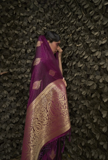 Maroon Banarasi Sarees Shop Online- STORI