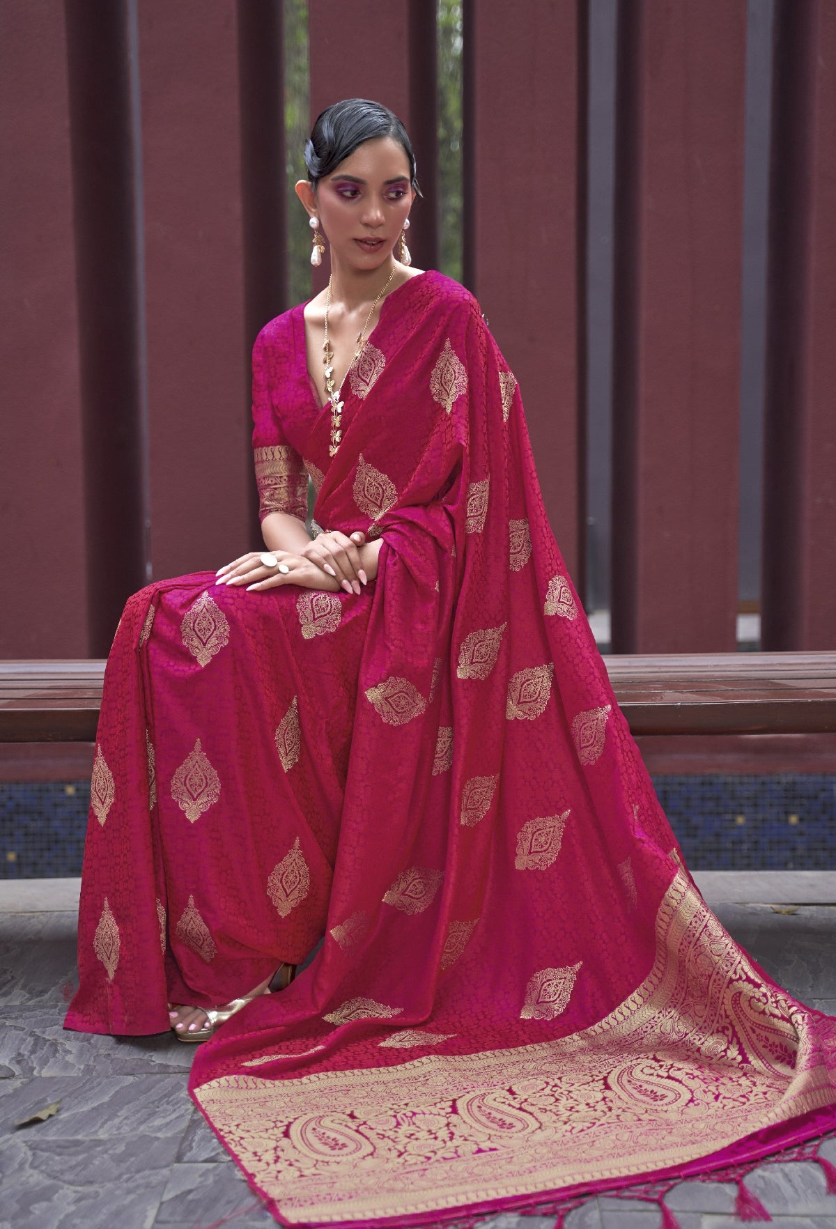 Red Banarasi Sarees Shop Online- STORI