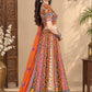 Orange Heavy embroidery Kali pattern Lehenga Choli Set
