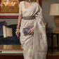 Yellow Beige Kani Handloom Woven Silk Saree