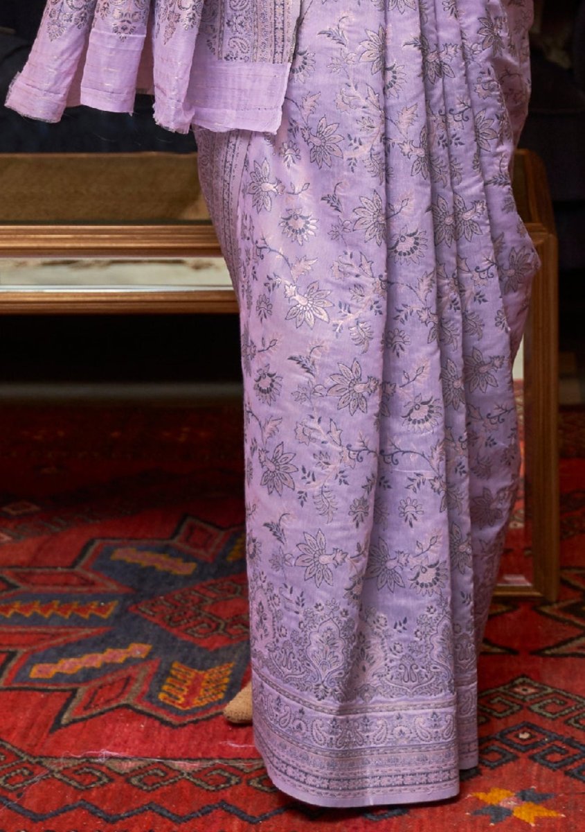 Purple Lavender Kafreen Kani Handloom Woven Silk Saree