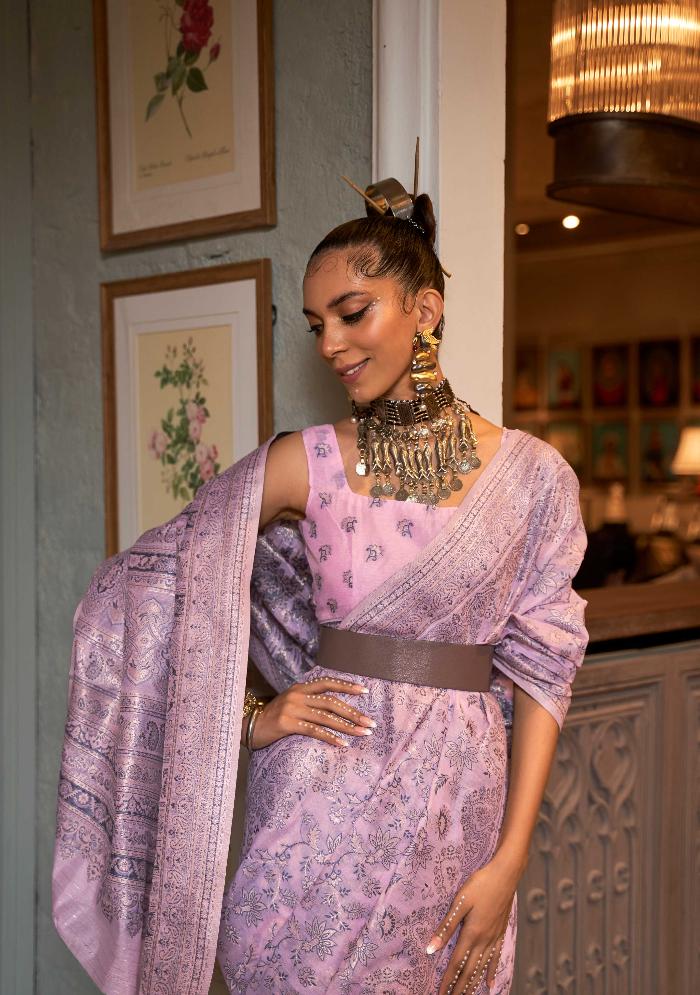 Pink Panther Pink Kafreen Kani Handloom Woven Silk Saree