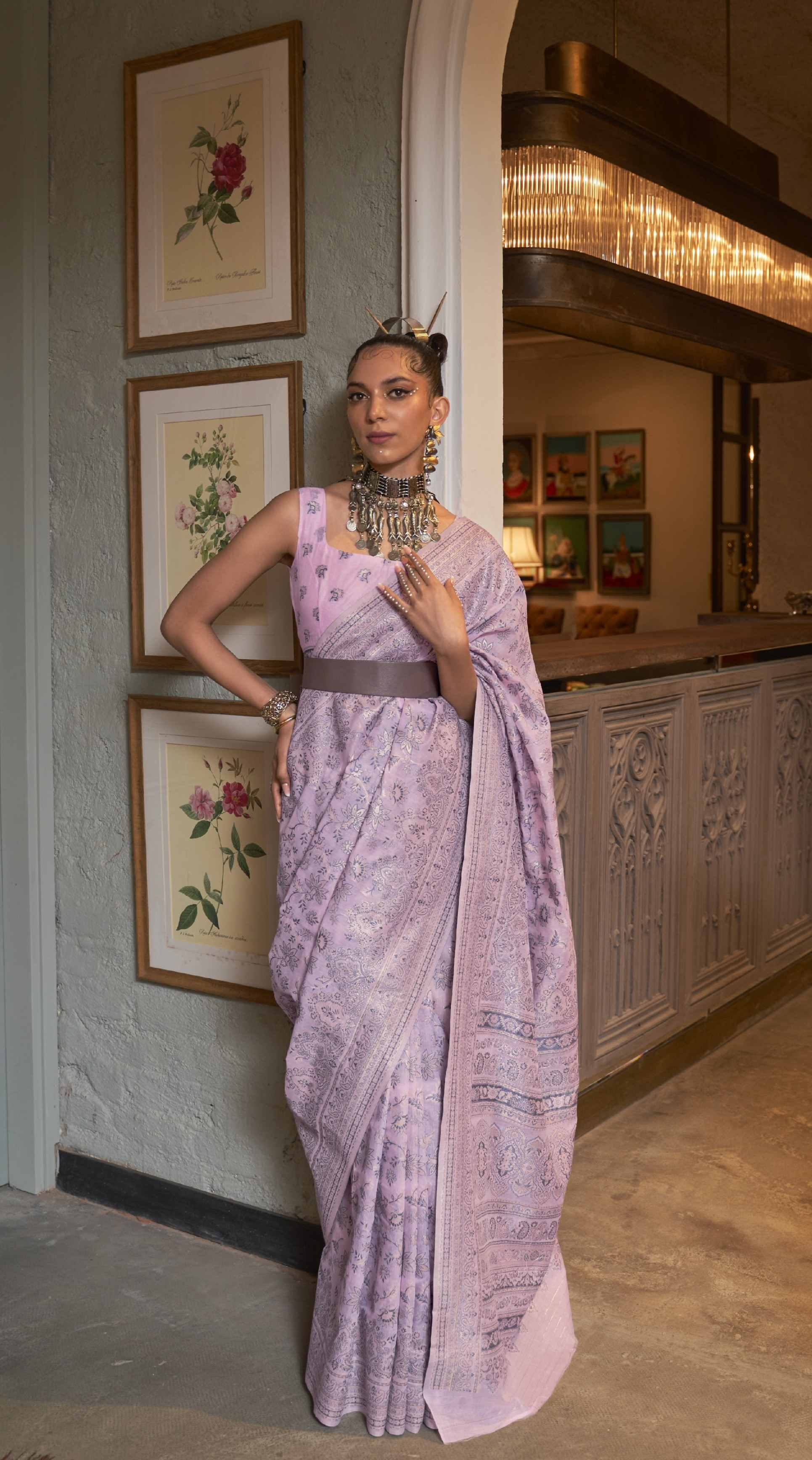 Pink Panther Pink Kafreen Kani Handloom Woven Silk Saree