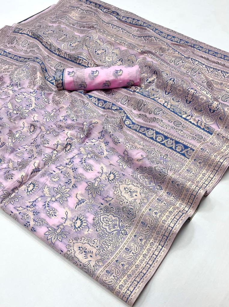 Pink Panther Pink Kafreen Kani Handloom Woven Silk Saree