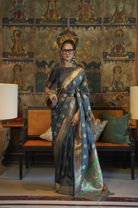  Blue Satin Silk Sarees Online STORI