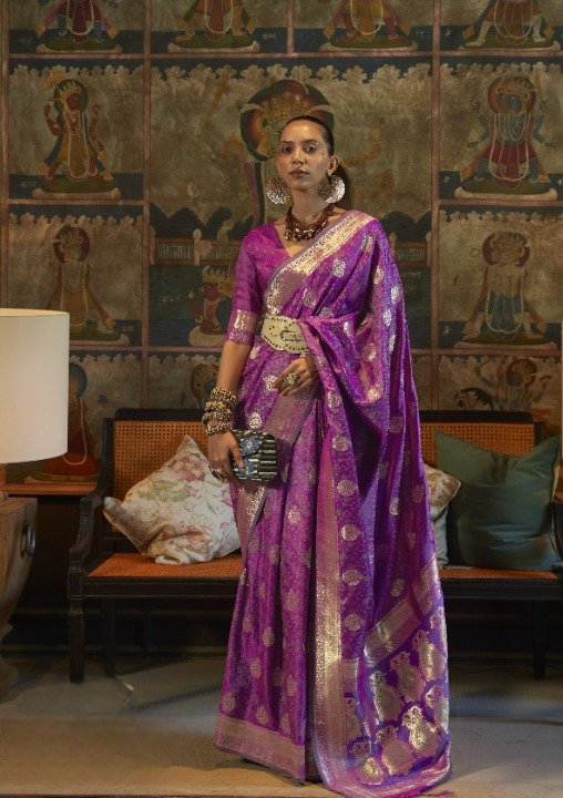 Purple Satin Silk Sarees Online STORI
