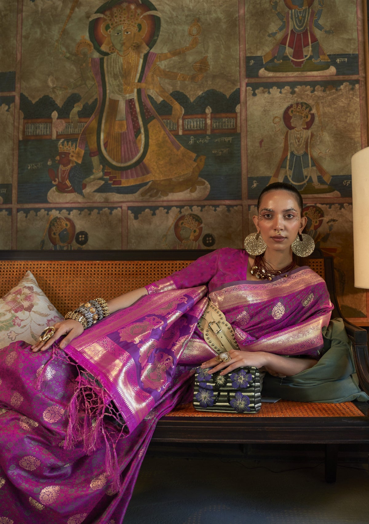 Purple Satin Silk Sarees Online STORI