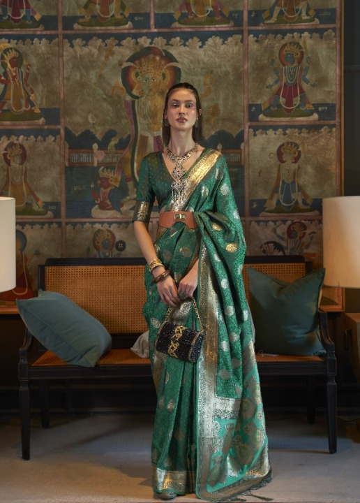 Green Satin Silk Sarees Online STORI