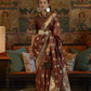 Brown Satin Silk Sarees Online STORI