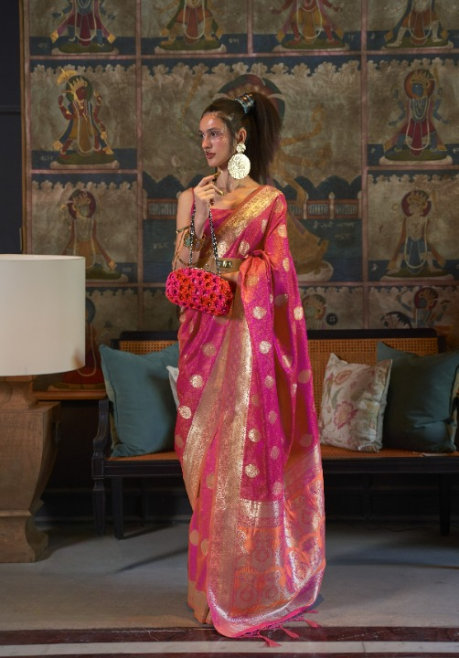 Pink Satin Silk Sarees Online STORI