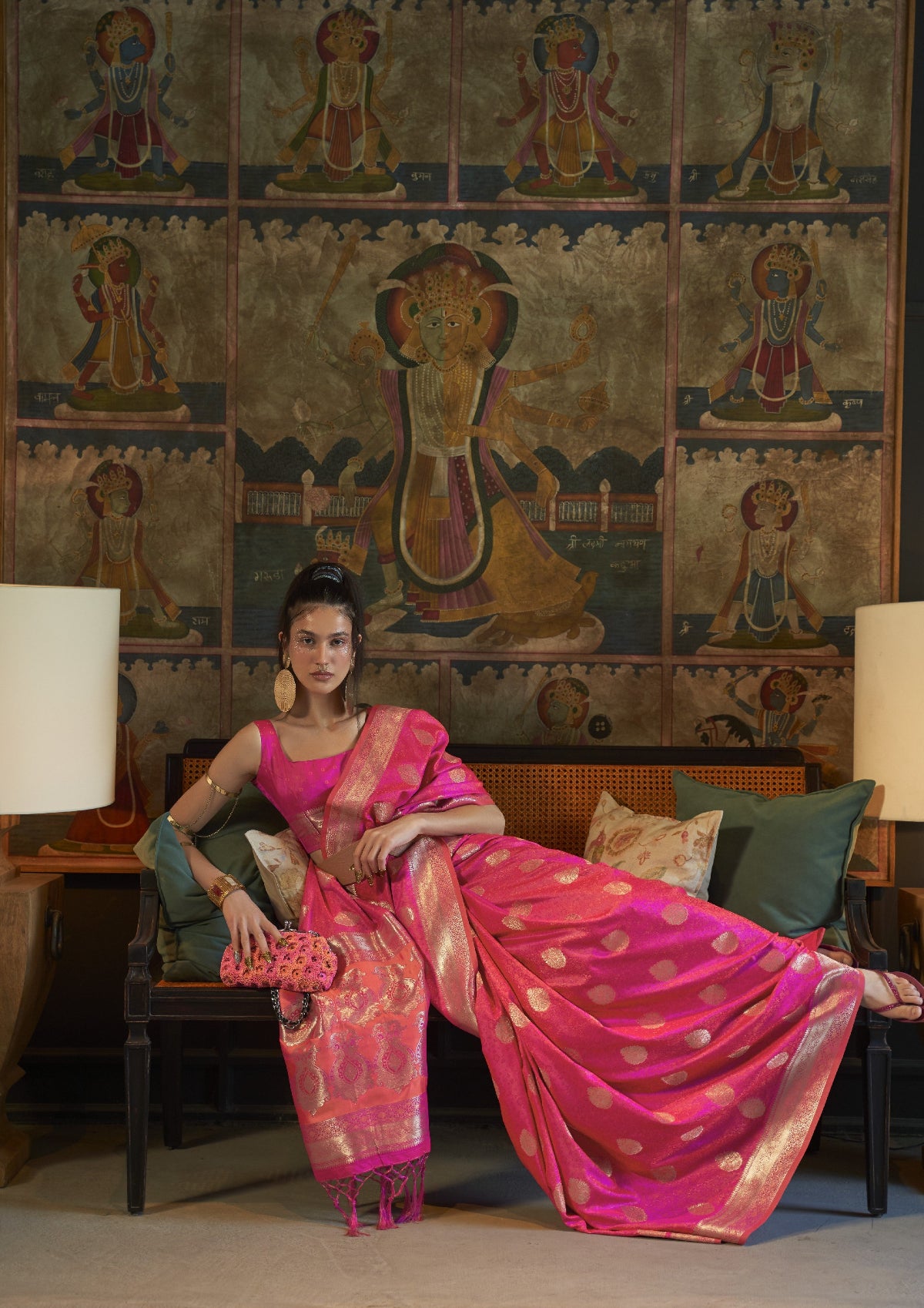 Pink Satin Silk Sarees Online STORI