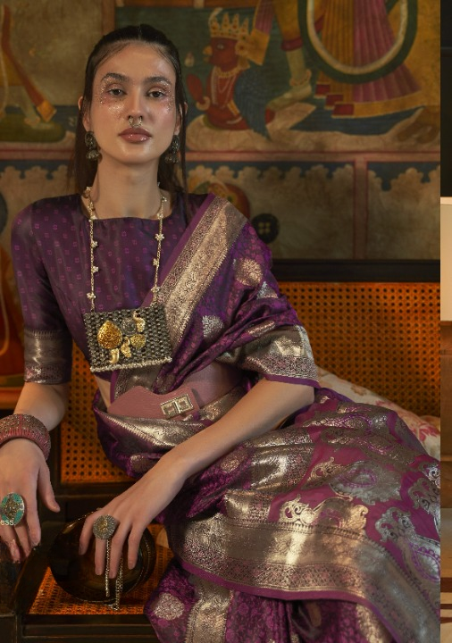 Mauve Satin Silk Sarees Online STORI