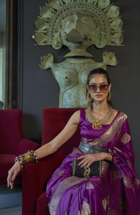 Shop Purple Silk Sarees Online STORI