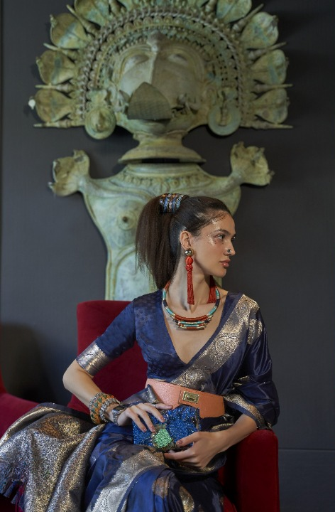 Shop Blue Silk Sarees Online STORI