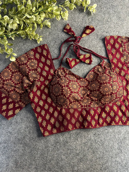 Halter Dori Ajrakh Cotton Blouse
