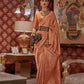 Peach Orange Brocade Woven Kanjivaram Silk Saree