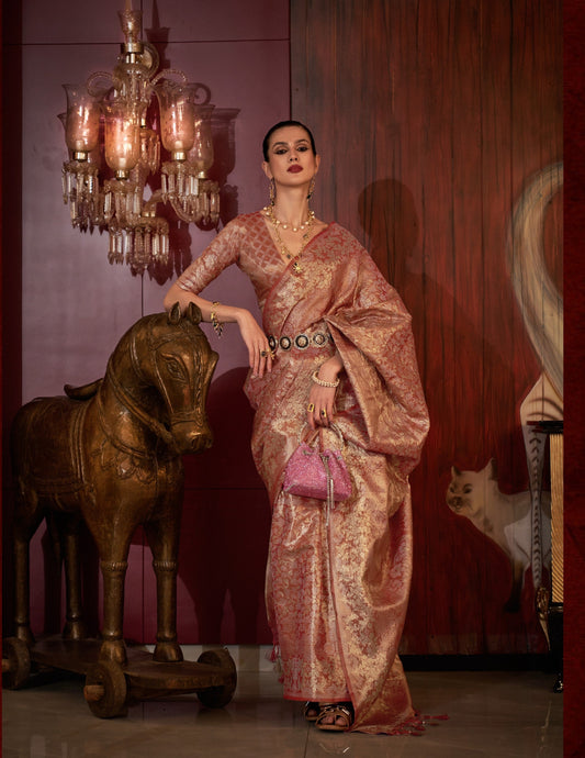Bronze Zari Woven Silk Saree