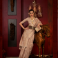 Beige Zari Woven Silk Saree