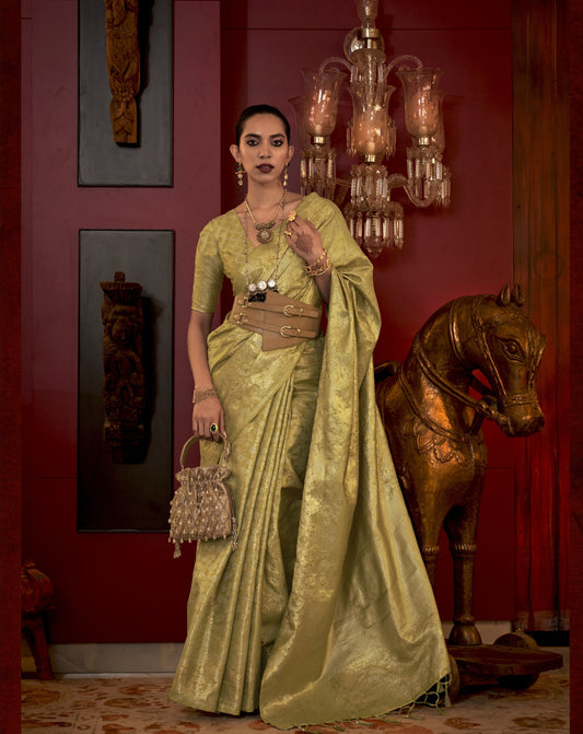 Buy Green Banarasi Silk Sarees Online-STORI