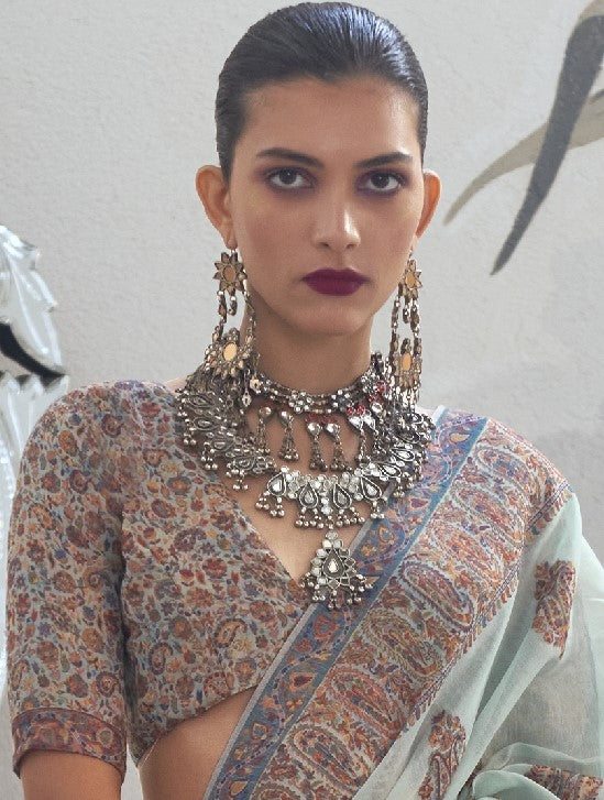 Buy Blue Kashmiri Silk Sarees Online-STORI