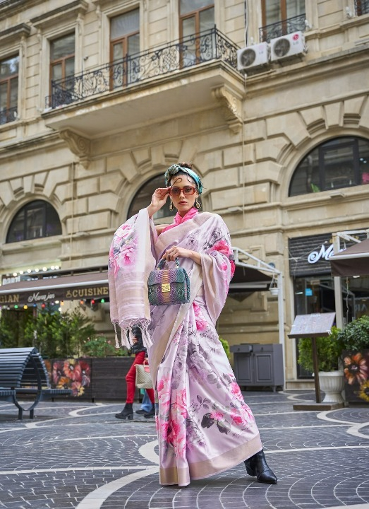 Buy Floral Satin Silk Saree Online-STORI
