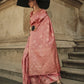Light Peach Gota Handloom Woven Silk Saree