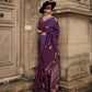 Deep Mauve Dual Zari Motifs Satin Silk Saree