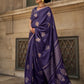 Electric Purple Dual Zari Motifs Satin Silk Saree
