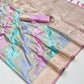 Salmon Peach Satin Silk Saree Online in India
