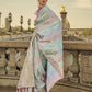 Salmon Peach Satin Silk Saree Online in India