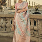 Peach & Ice Blue Satin Silk Saree Online in India