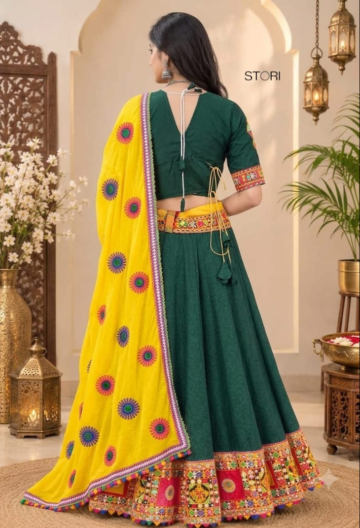 STORI Dark Green Lehenga choli set 