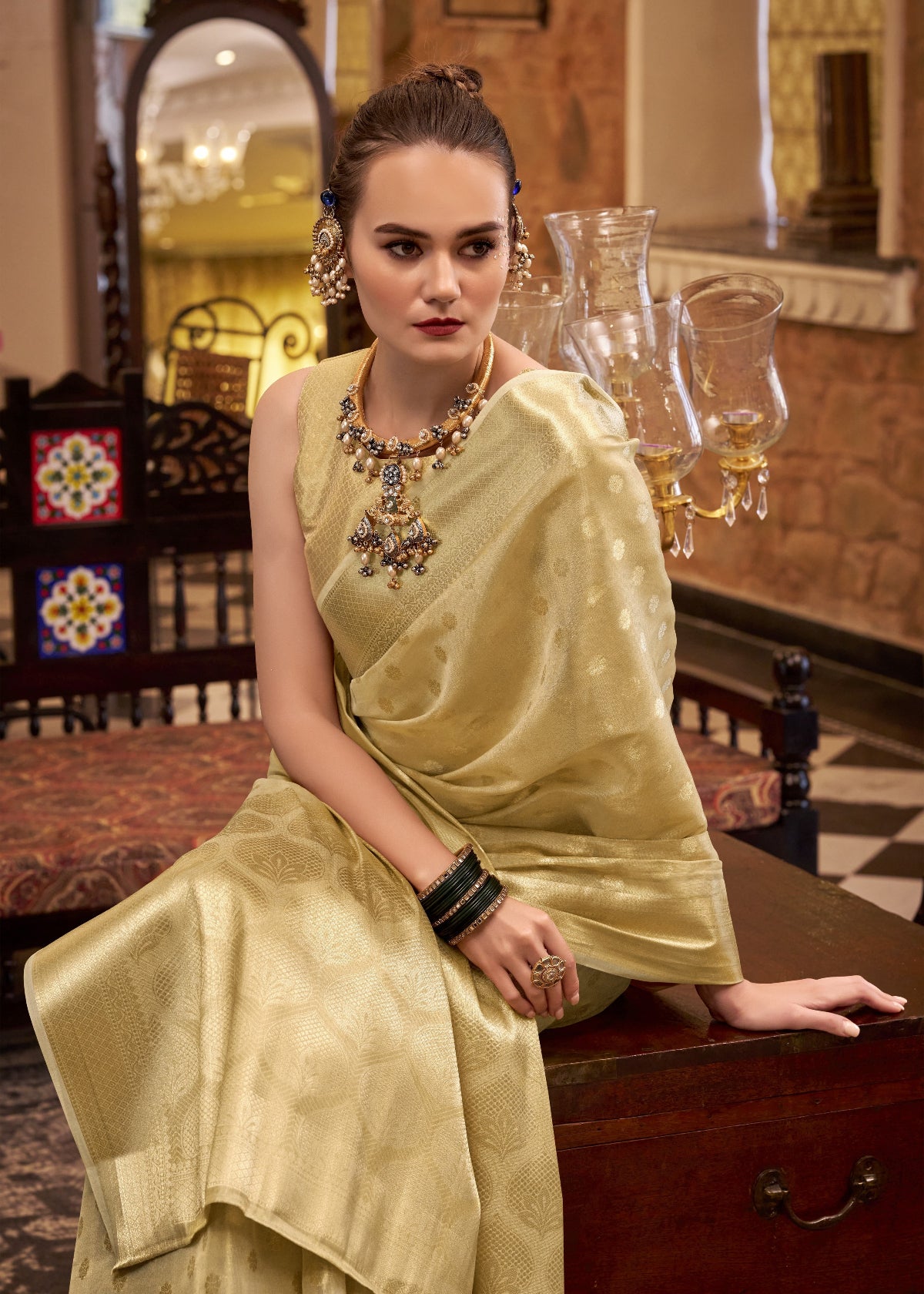 Shop Golden Tissue Silk Sarees Online - STORI
